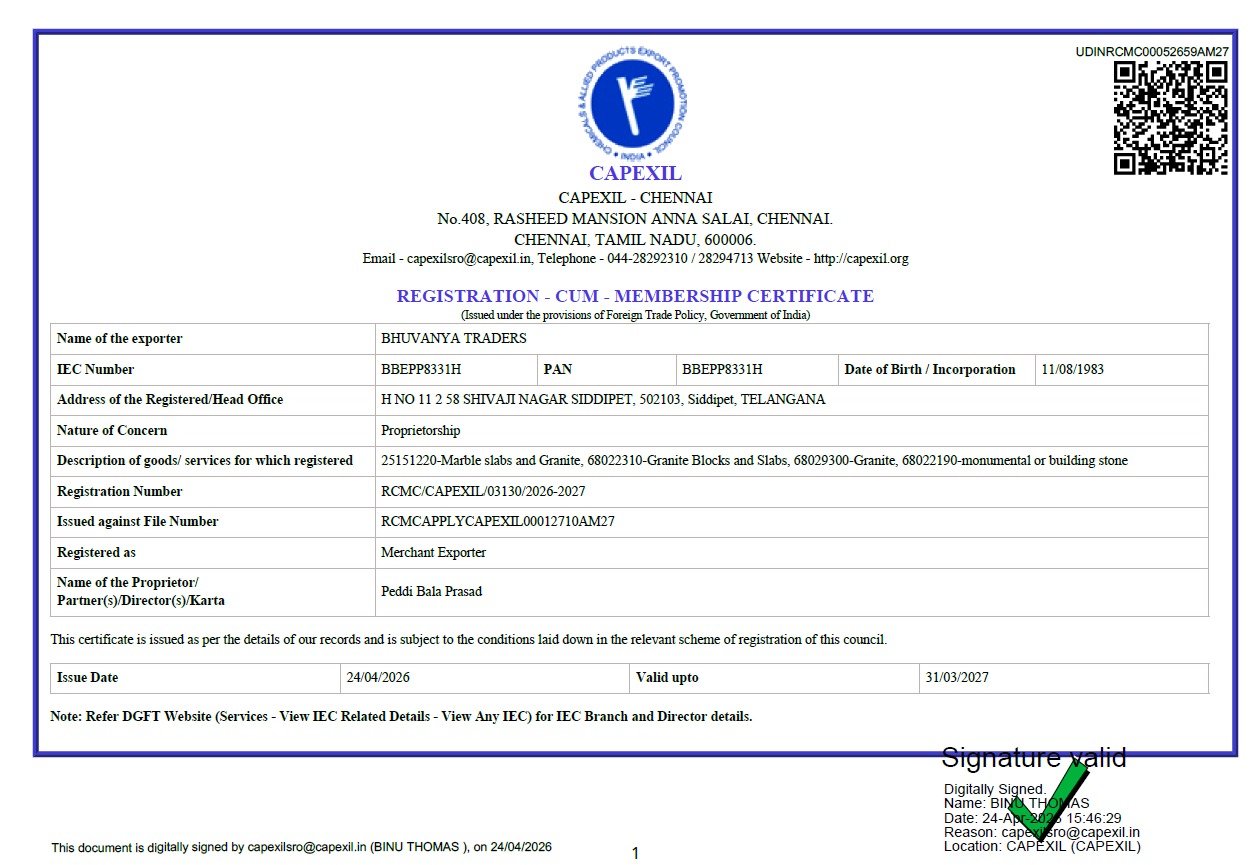 CAPEXIL Registration-Cum-Membership Certificate