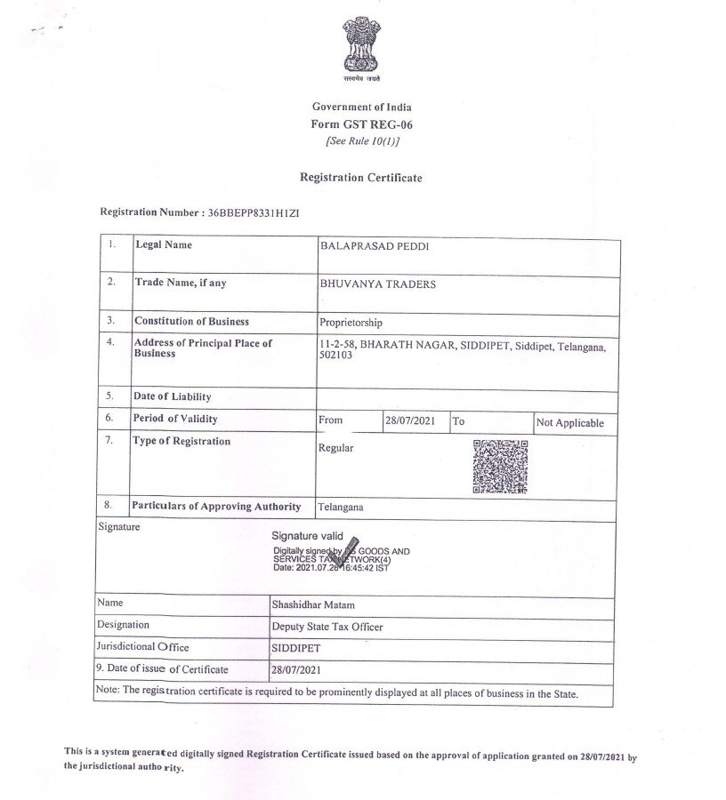 GST Registration Certificate