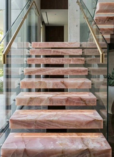 Pink marble staircase
